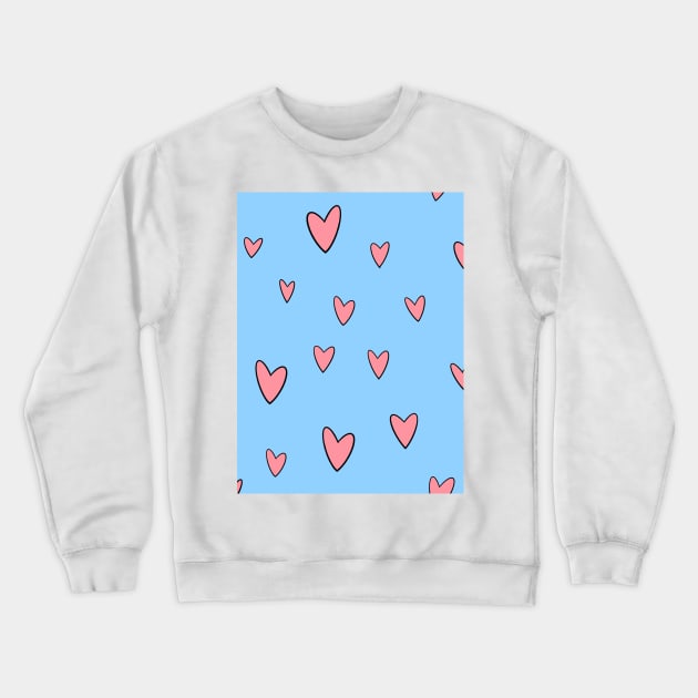 Kawaii Pastel Hearts- Blue Crewneck Sweatshirt by SturgesC